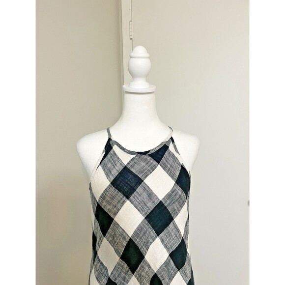 Philosophy Gingham Dress Black & White 6 Halter Linen Blend Lined Cocktail NWT - Picture 3 of 14